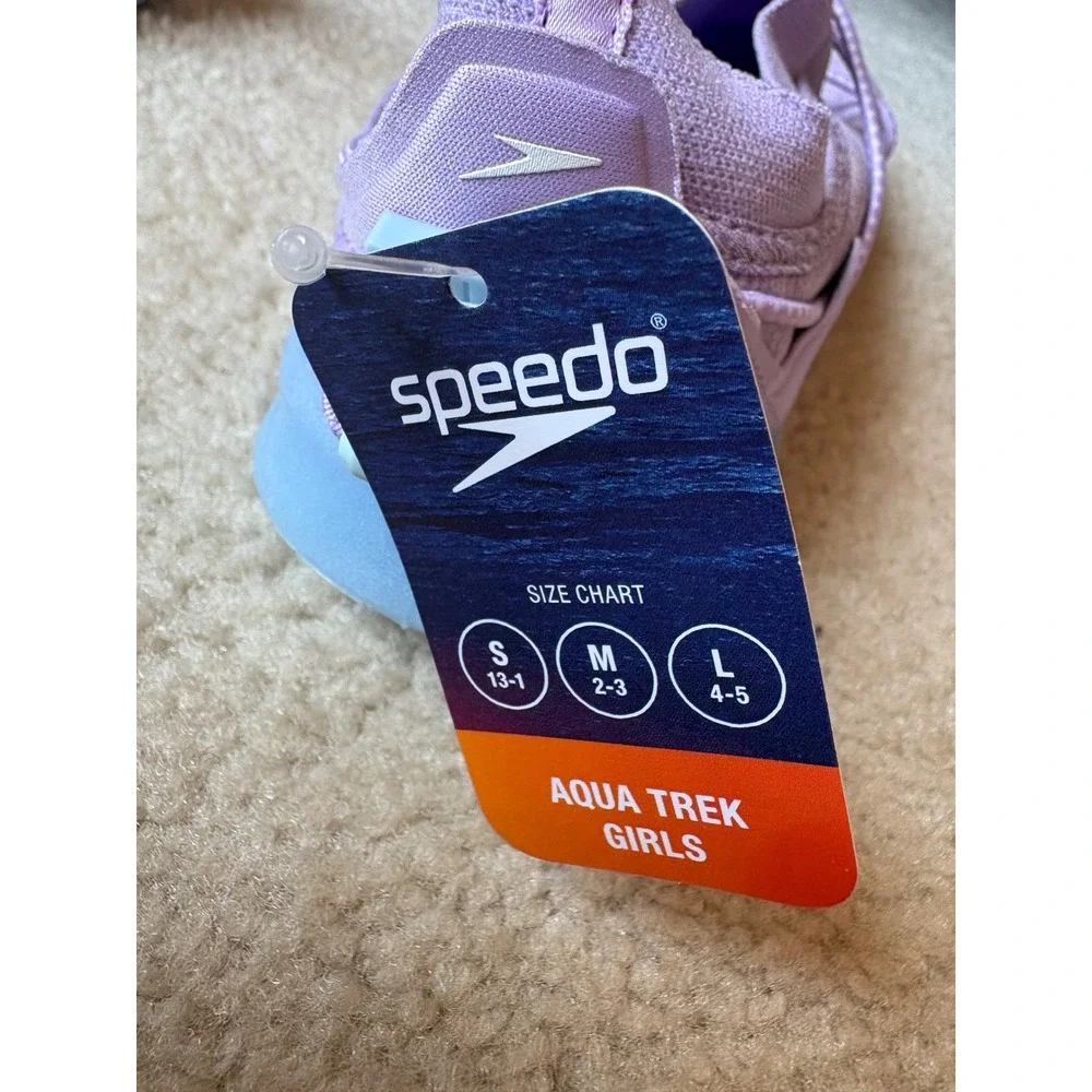 Speedo Aqua Trek Girls Water Shoes Purple Surfwalker Size L 4-5 New